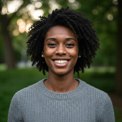 Fototapeta premium portrait of a smiling young woman in a square