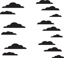 Fototapeta premium Black cloud shapes scattered across a white background silhouette