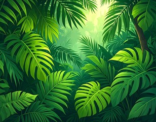 Lush tropical jungle foliage