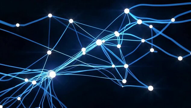 Abstract Network Connection Digital Nodes and Pathways of Data Flow