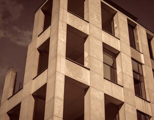 Modern beige building facade