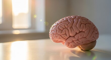 Brain on Table: A close-up shot of a brain model, set against a soft-lit backdrop, subtly captures the core of human intelligence and the boundless potential of cognitive exploration.