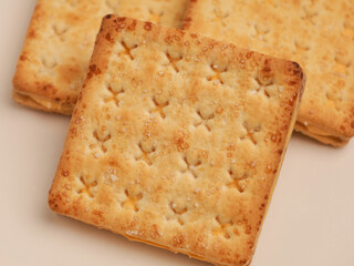 Crunchy crackers on white background