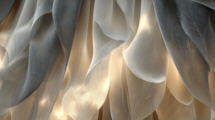 Luminous Folds of Ethereal Silk - An Abstract Dance of Light and Shadow.