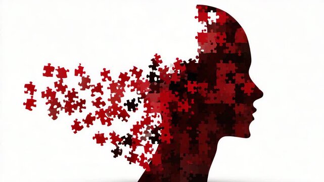 Exploring the journey of self-discovery through the visual metaphor of a puzzle transforming into a woman's profile over time