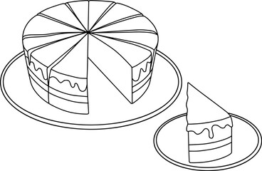 cream tart sketch line vector illustration isolated on white background