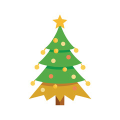Fototapeta premium christmas tree with golden lights on white background