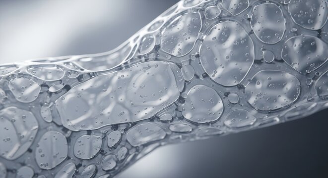 Closeup on the microstructure of a soft pneumatic actuators elastomer material under cyclic inflation revealing engineering advances in soft robotics.