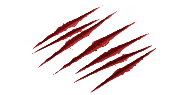 Red Claw Marks Scratch PNG, claw marks, scratch cutout