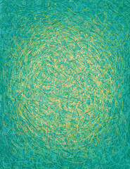 Texture of blue, green and yellow lines. Interlacing brush strokes