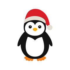Fototapeta premium cute penguin with christmas hat on white background