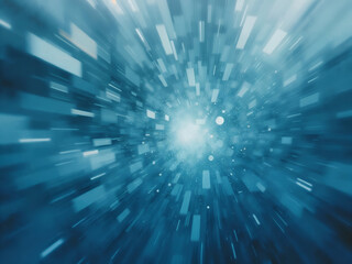 Futuristic Blue Tunnel of Light and Rectangles Accelerating Through Space