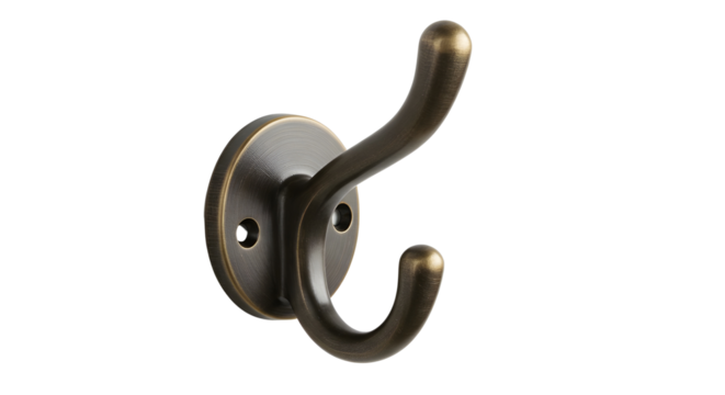 Metal double coat hook isolated PNG with Transparent Background