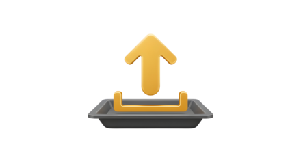 Upload concept with arrow pointing up from tray isolated PNG with Transparent Background