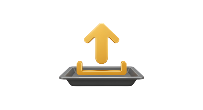 Upload concept with arrow pointing up from tray isolated PNG with Transparent Background