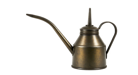 Vintage metal oil can with long spout isolated PNG with Transparent Background