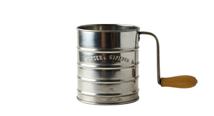 Flour sifter vintage style with crank handle isolated PNG with Transparent Background