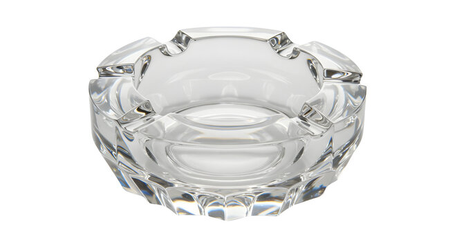 Empty crystal ashtray isolated PNG with Transparent Background