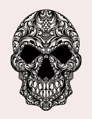 Basic RGB - Skull Made with Flower Decor Illustration | Floral Gothic Tattoo T-Shirt Design