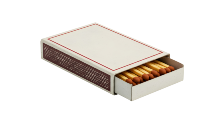 Open matchbox with wooden matches isolated PNG with Transparent Background