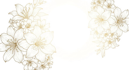 Elegant Gold Line Art Lilies