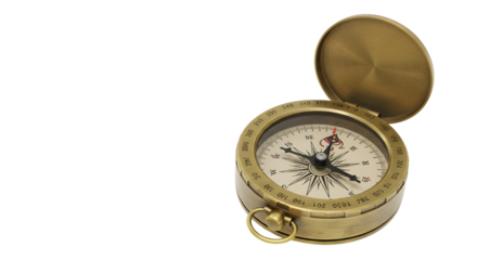 Antique brass compass used for navigation isolated PNG with Transparent Background