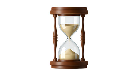 Sand timer with sand running through for time management concept isolated PNG with Transparent...