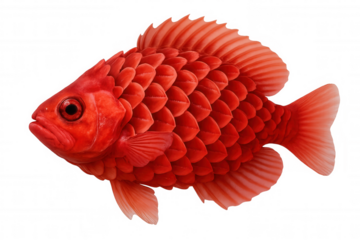 Red fish with detailed scales swimming peacefully with transparent background, ideal for various design purposes