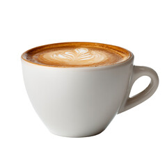 Cappuccino mug front view transparent PNG cutout isolated background, food graphic