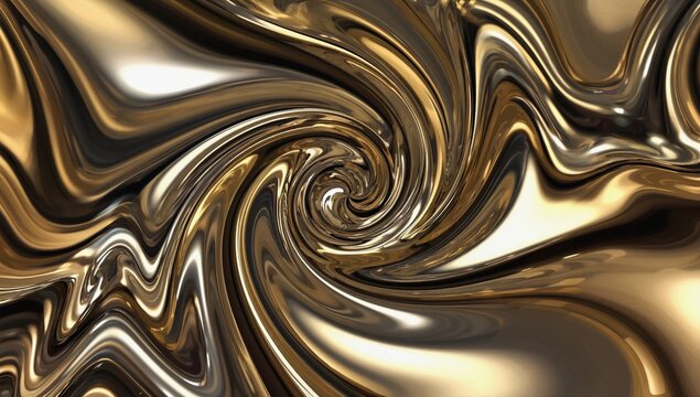 Mesmerizing abstract pattern with swirling gold metallic colors. Flowing lines sense of movement and depth. Metallic sheen luxurious sophisticated making for background, wallpaper, or artistic project