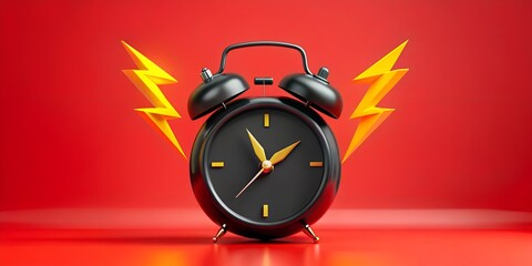 Alarm clock with lightning bolts on a red background, representing urgency and limitedtime offers during black friday sales