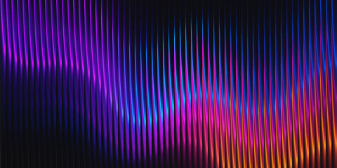 A colorful abstract rainbow of light and energy creates a vibrant wave pattern on a digital backdrop