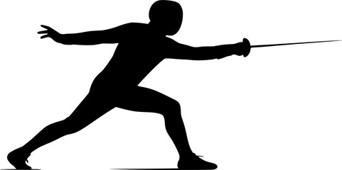Fencer Silhouette Counterattack Minimalist Black and White Vector Martial Arts Sport Design