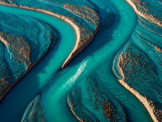 river braiding through a valley