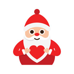  santa making heart hands on white background