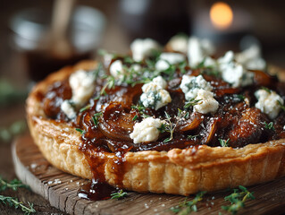 rustic tart topped with caramelized onions