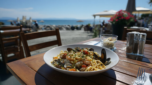  Seafood linguini with a sea view at a pit-stop on a cycling tour (3)
