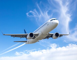 Airplane soaring through a vibrant sky