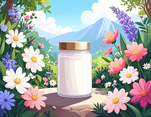 Nature-themed jar illustration