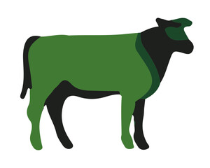 Stylized Illustration of a Cow in Green and Black