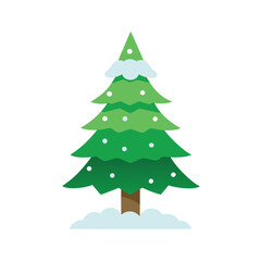 snow covered christmas tree on white background