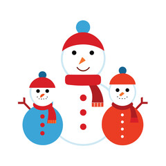 snowman family illustration on white background