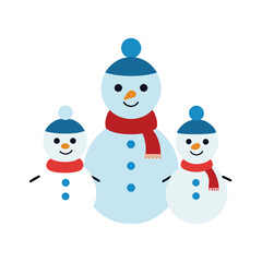 snowman family illustration on white background