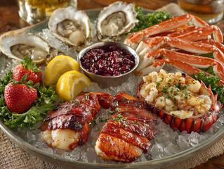 seafood platter with lobster