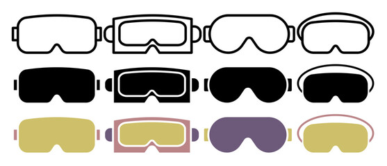 Ski goggles icon set