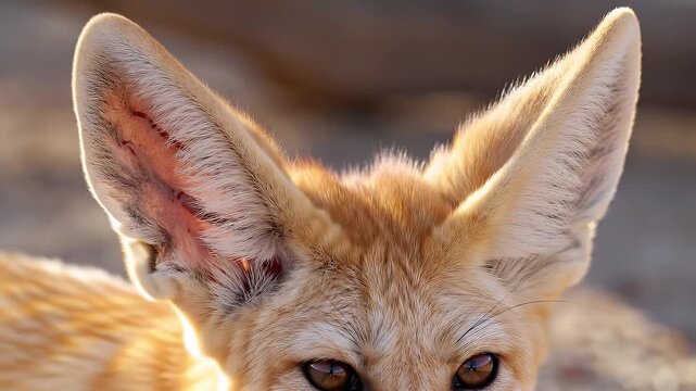 Fennec Fox Ears Desert Closeup.