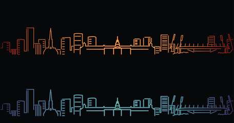 Naklejka premium Karlsruhe Neon Style Simple Skyline on Dark Background