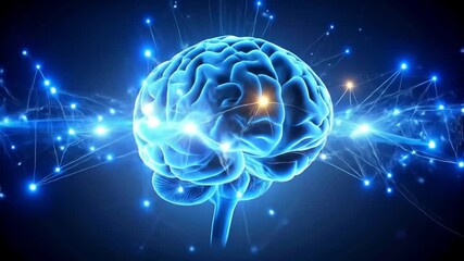 Conceptual depiction of the human brain and its neural network in digital imagery