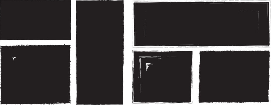 Set of paint brush grunge border frame collection, Set of rectangular grunge template backgrounds. Paint brush stamp collection. Vector brush rectangle grunge shape. eps 10