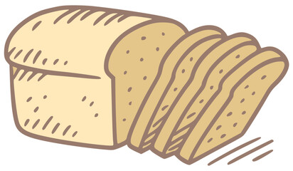Sliced ​​bread pieces that fall. Vector loaf of bread